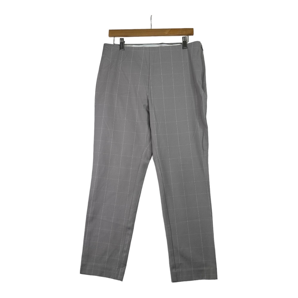 A New Day Pants Women's Size‎ 12 Grey Plaid Side Zipper Elastic Waist